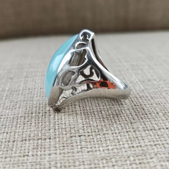 Women Ring Faux Turquoise Stone Silver Tone Fashion Jewelry Ring Size 8.5 - Picture 12 of 12